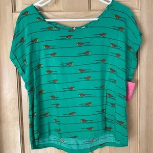 Bird on a wire print top